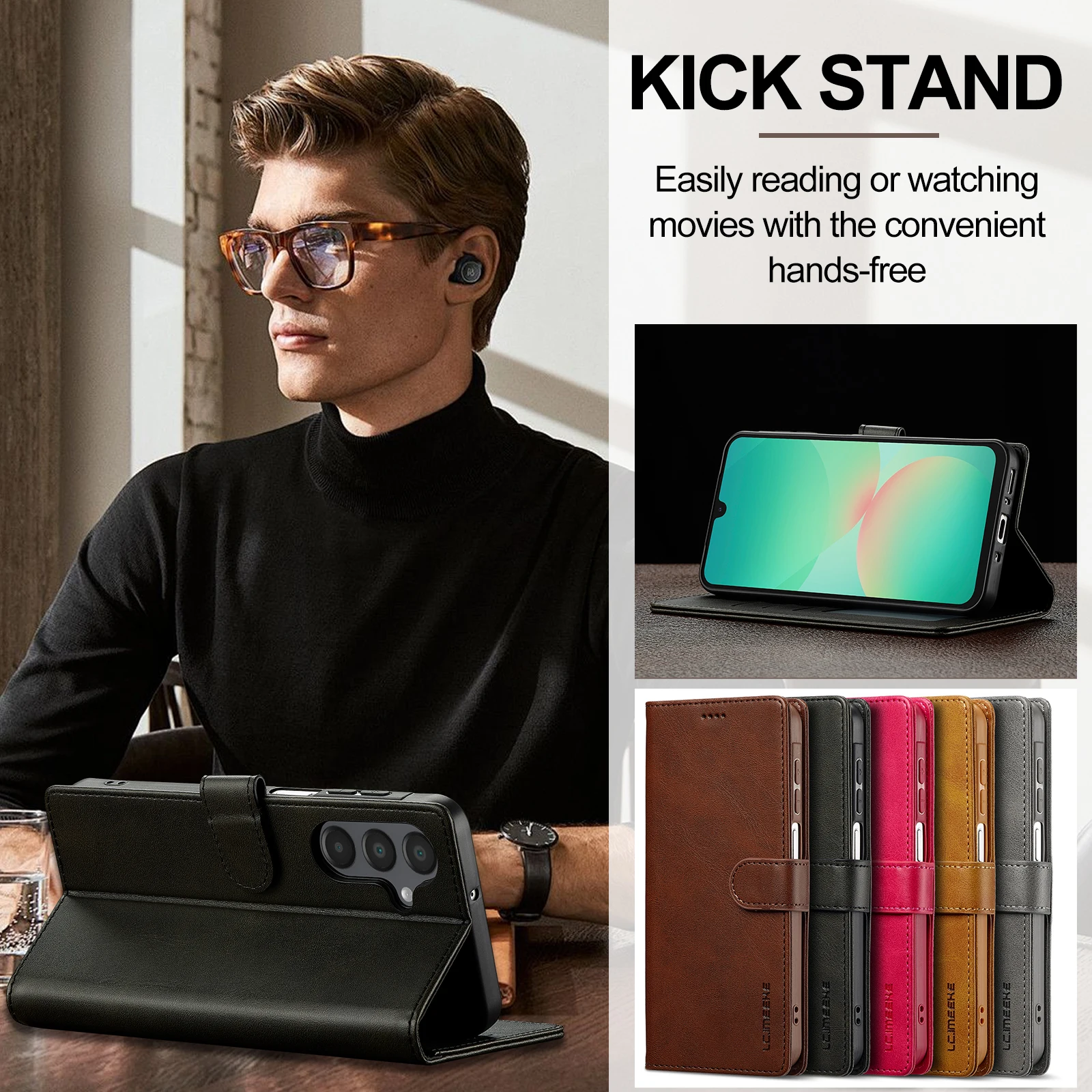 

LC.IMEEKE-XNW Luxury Flip Wallet Leather Case Stand Cover For Samsung Galaxy S25 Ultra S24 S23 FE S22 S21 Protect Skins Magnetic