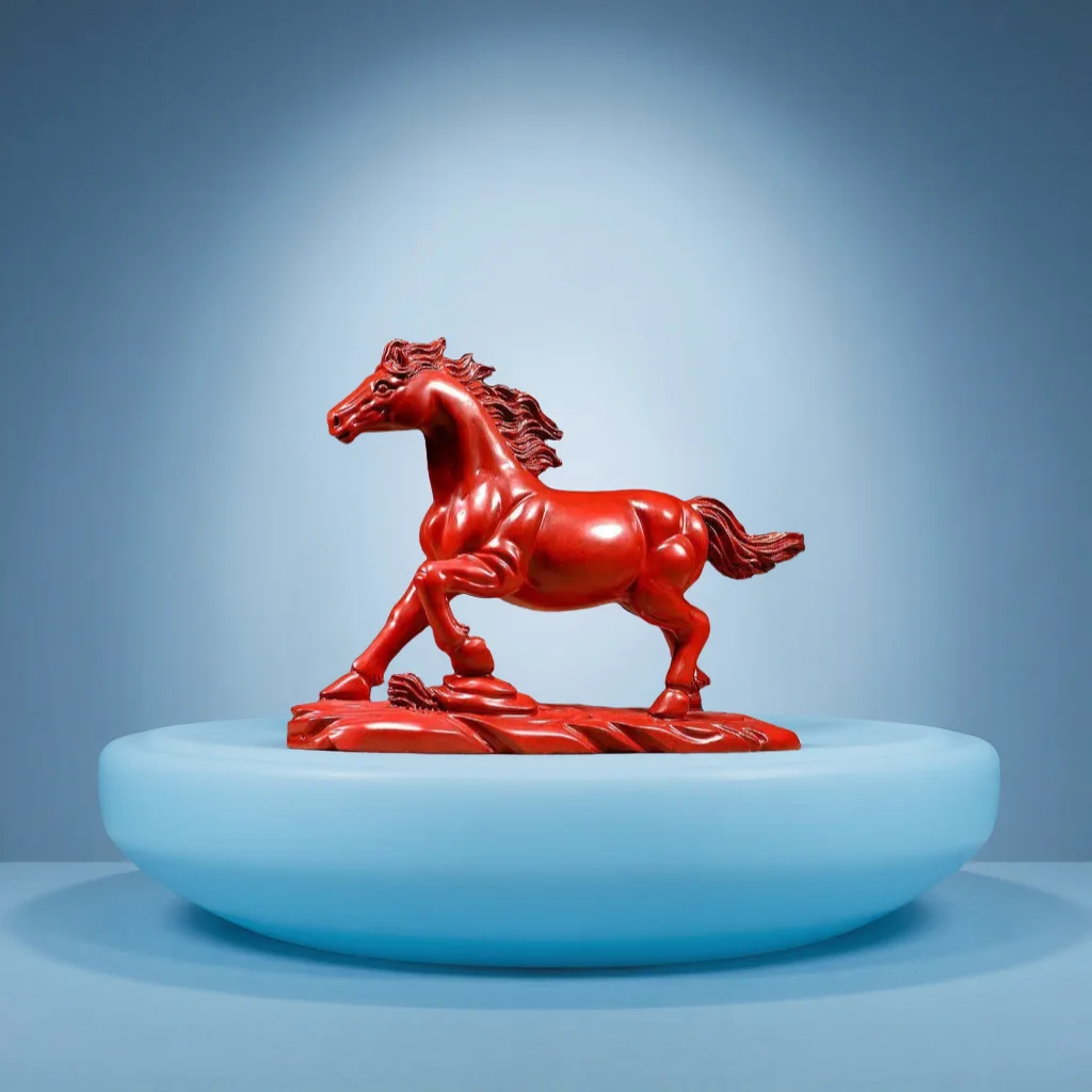 Red sandalwood carved horse figurine Horse Reaches Success solid wood horse zodiac home office desktop decoration