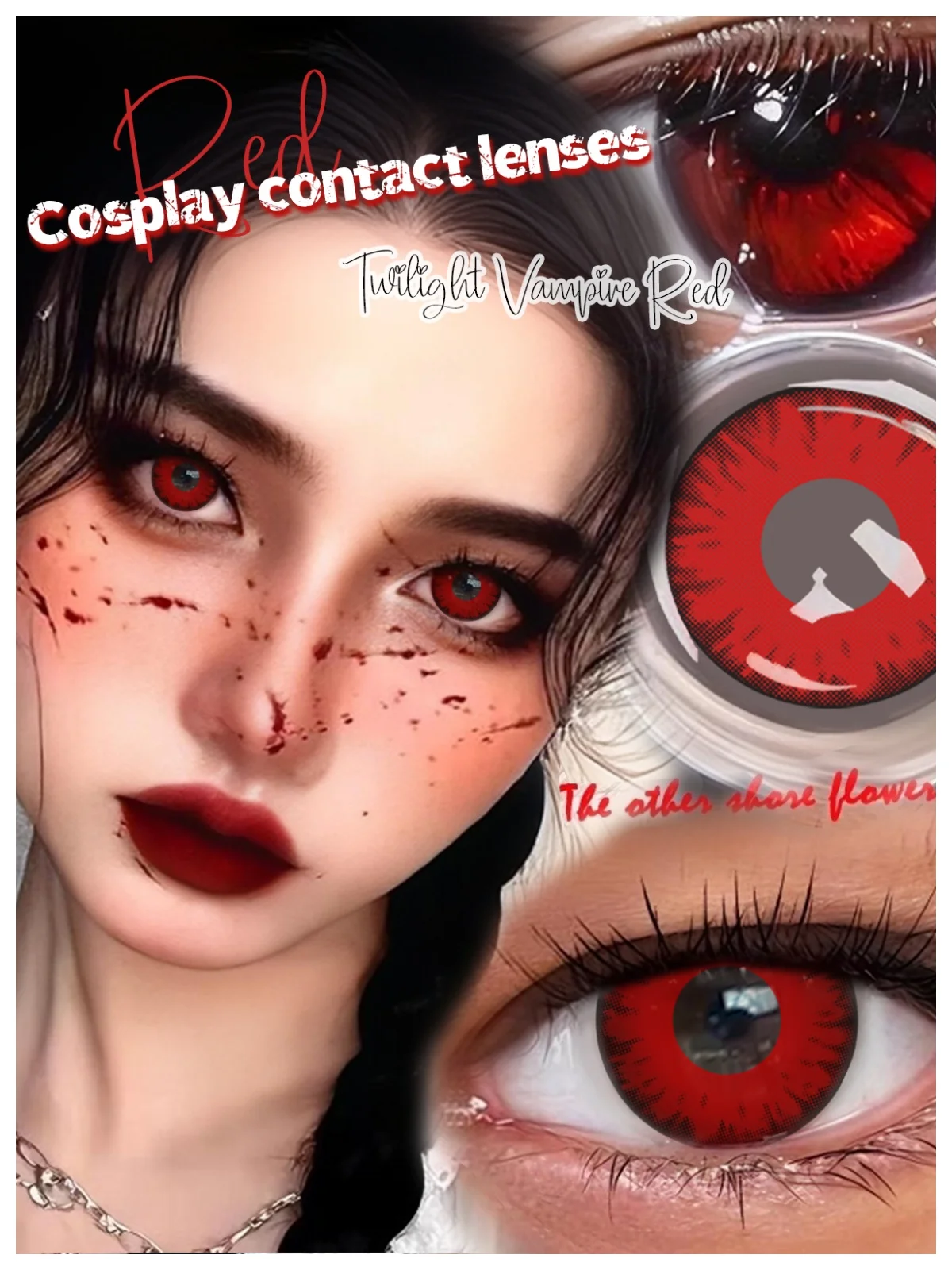 VISUASHOW Wolf Eye Orange Cosplay-Kontaktlinsen, halbjährliche Verwendung, weiche Anime-Augenschönheitslinsen für Party, verkleidete Augen, Make-up, Cos – Detail 3