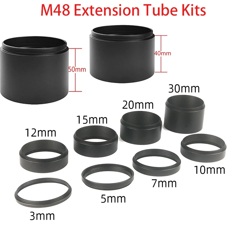 M42/M48 Extension Tube Kits 3/5/7/10/12/15/20/30/40/50mm M42X0.75 M48x0.75 on Both Sides for Astronomy Telescope Photography