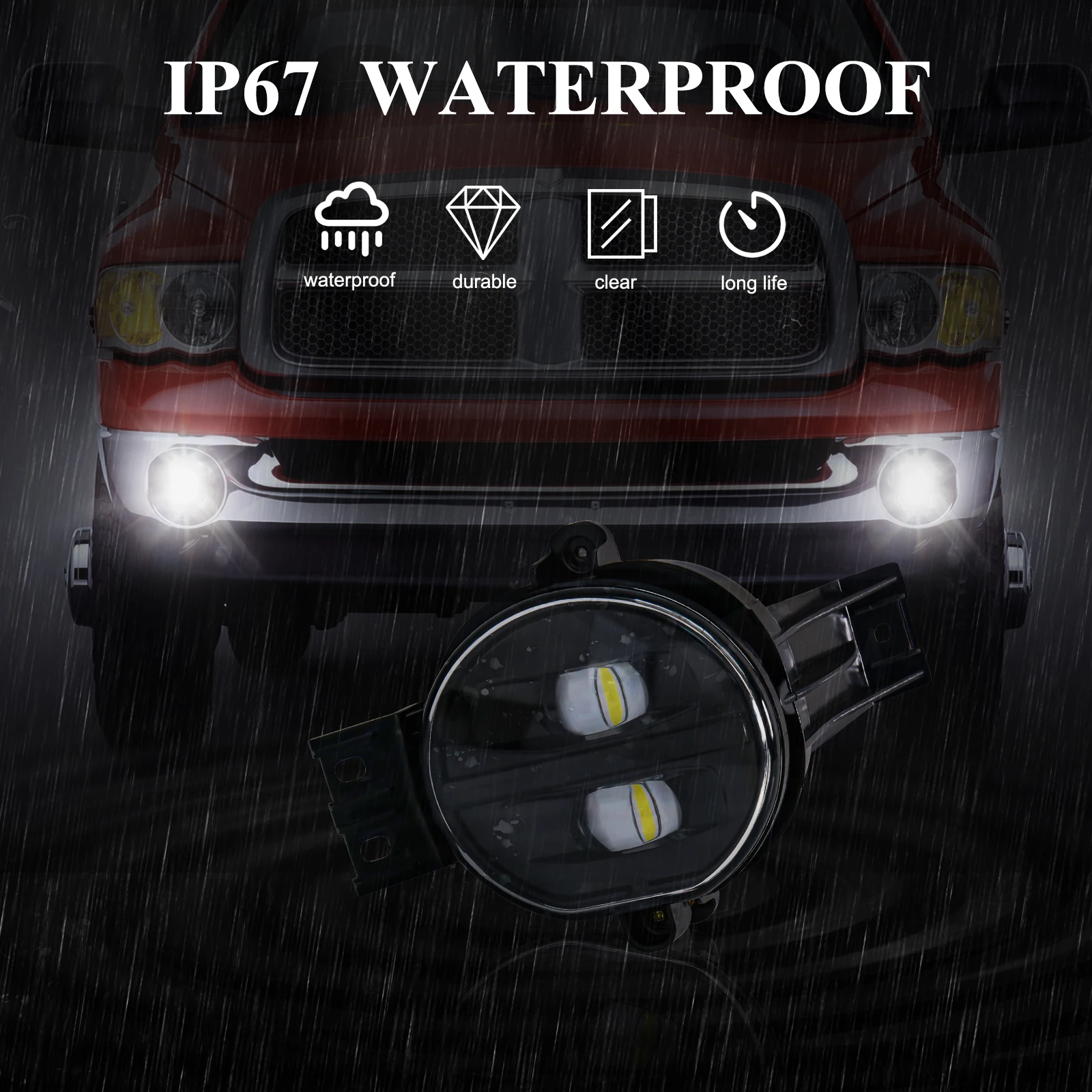 Car Fog Lamp Assembly For Dodge Ram 1500 2002 2003 2004 2005 2006 2007 2008 White LED DRL Front Bumper Driving Lamp Accessories