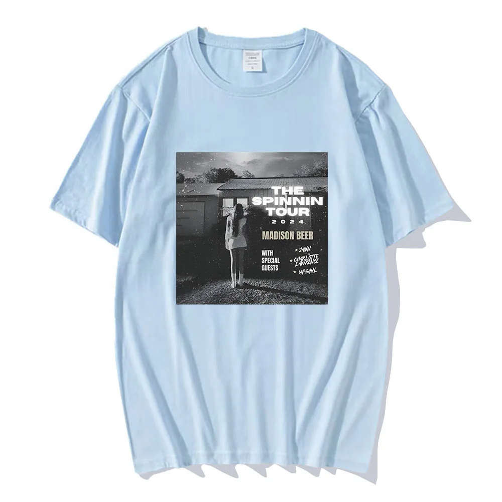 Madison Beer The Spinning Tour 2024 T-shirts Short Sleeve Cotton Men/Women Tee-shirt Ropa Hombre Streetwear Graphic Print Tees