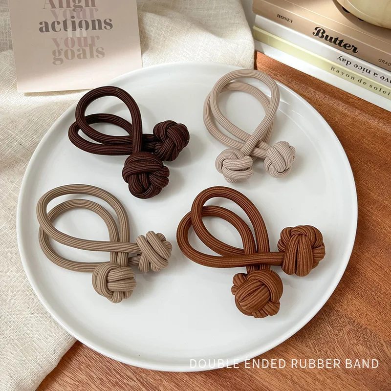 2023 New Women Coffee Color Chinese Knot Hairband Hair Accessories Ponytail Elastic Hair Ties for Girls Hair Rope