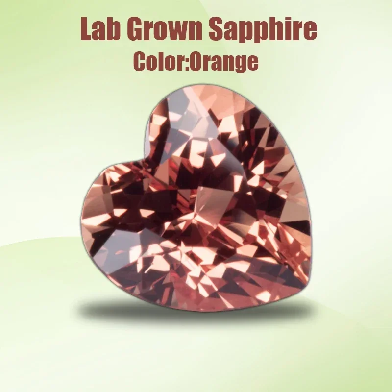 

Lab Grown Sapphire Heart Shape Orange Color Hand Cut Charm Gemstone for DIY Women Jewelry Making Selectable AGL Certif
