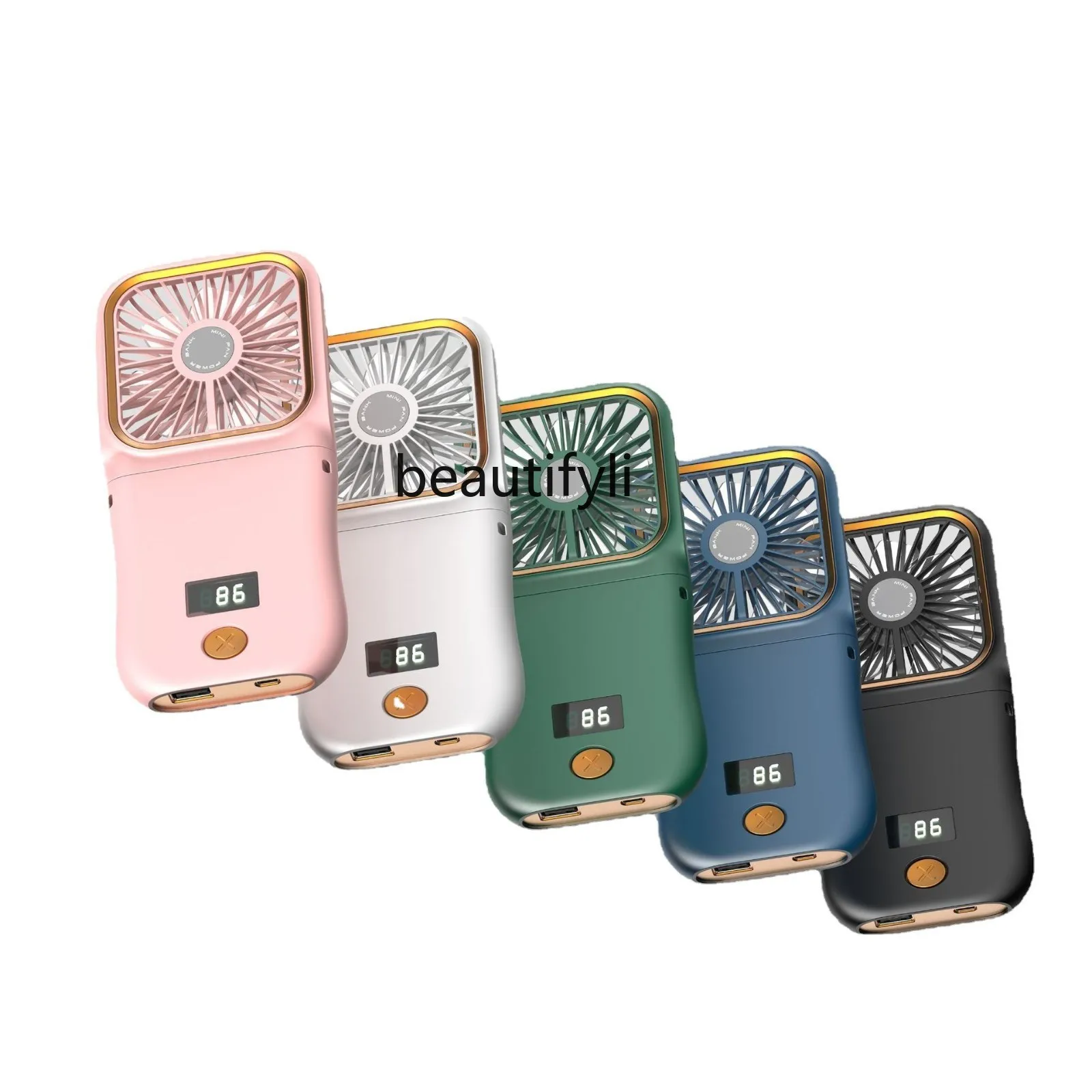 

Handheld Small Fan Desktop Portable Mini Power Bank Folding Fan Neck Fan