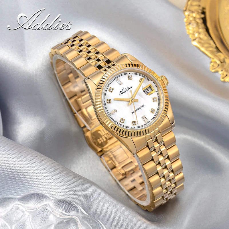 ADDIES Luxury Brand Women's Watch 585 Quartz Watches Sapphire Glass 50M Waterproof 316L Stainless Steel Business Ladies Watches