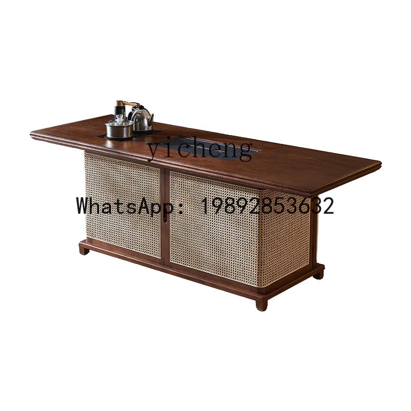 A1 New Chinese-style Solid Wood Rattan Tea Table Small Tea Table B & B Home Modern Simple Tea Cabinet Integrated