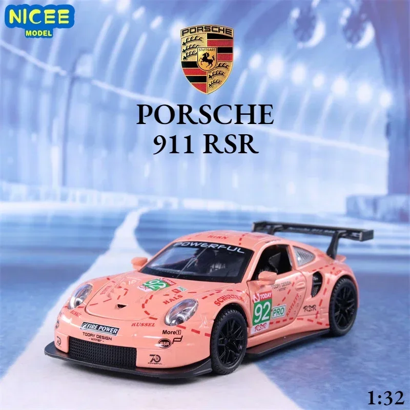 

1:32 Porsche 911 RSR racing car High Simulation Diecast Metal Alloy Model car Sound Light Pull Back Collection Kids Toy Gift A40