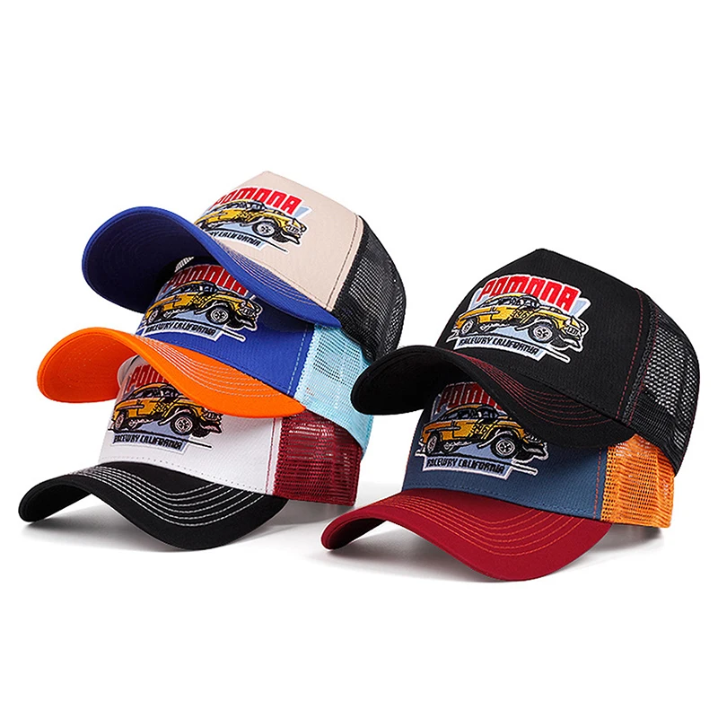 2026 New Personalized Creative Mesh Hat POMNNA Car Embroidery Truck Hat Street Hip Hop Hat Daily Leisure Decoration Baseball Hat