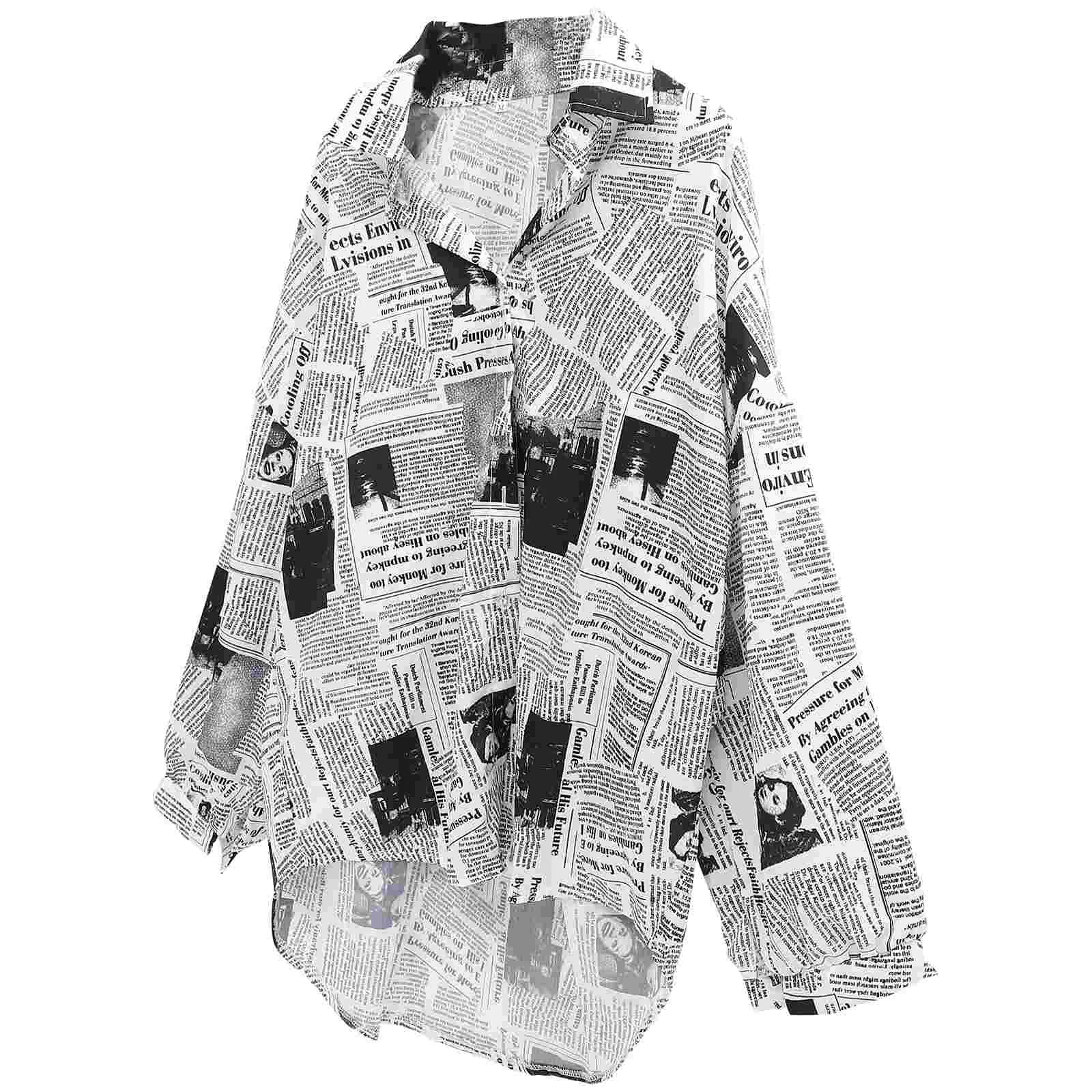 

Dressy Tops Long Sleeve Blouse Shirt for Newspaper Jacket Xl Lapel