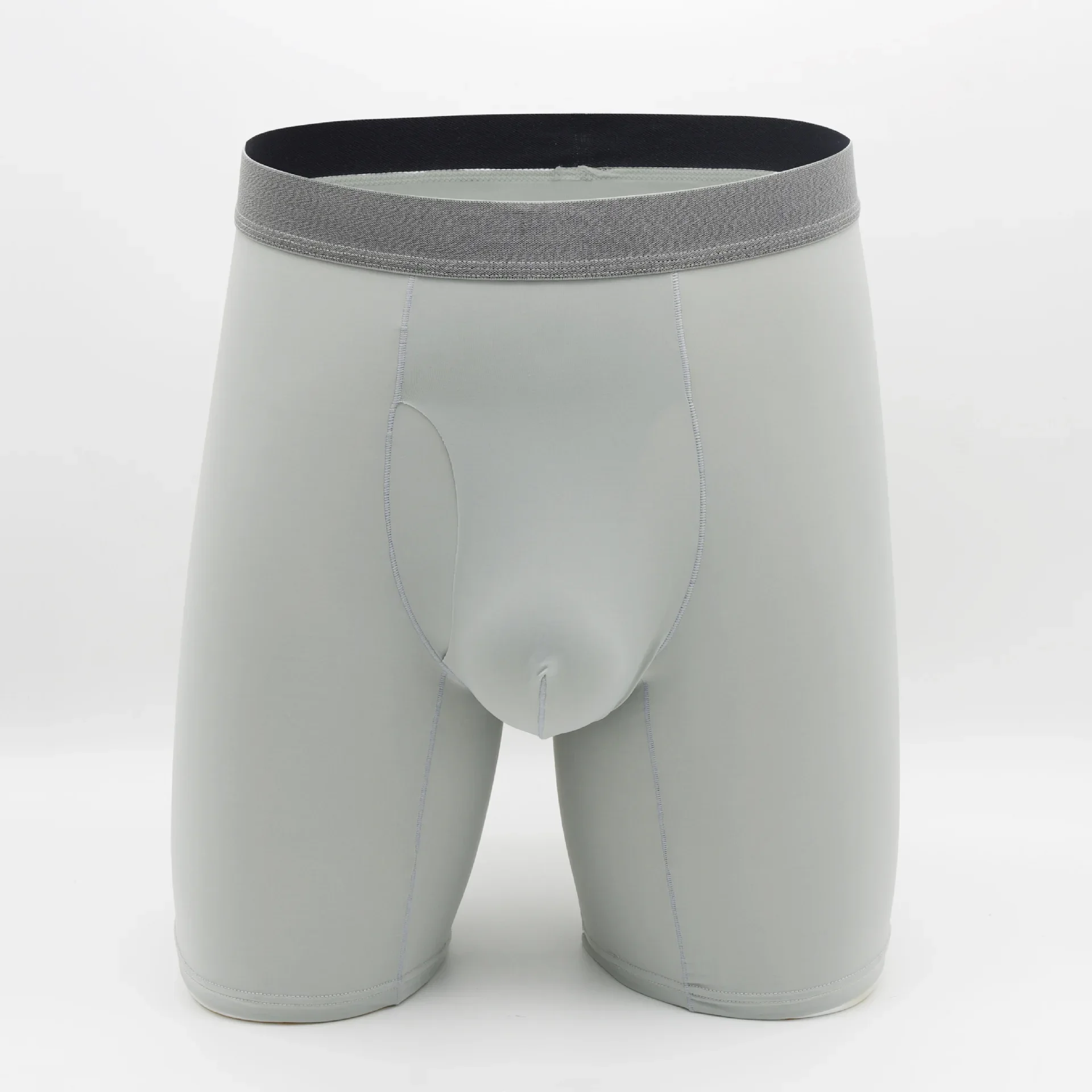 

Men's Boxy Underwear Seamless Ice Silk Leg Trunks Youth Mid Waist U Convex Pouch Lengthen Boxer Shorts Quick Dry Long Underpants