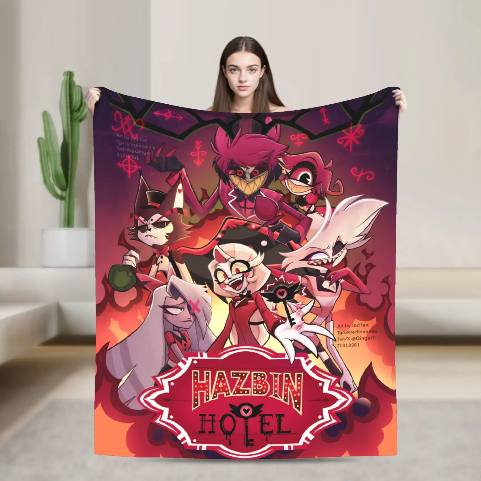 بطانية ناعمة دافئة نزهة H-Hazbin فندق آدم الفراش المعدني يلقي الفانيلا المفرش لغرفة النوم مضحك أريكة غطاء سرير