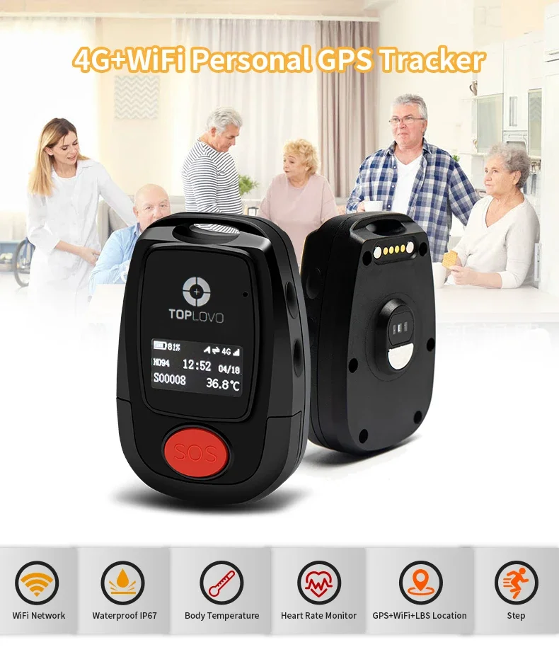 Anti-lost Gps locator GPS GSM tracking device support 4G volte wit big sos button