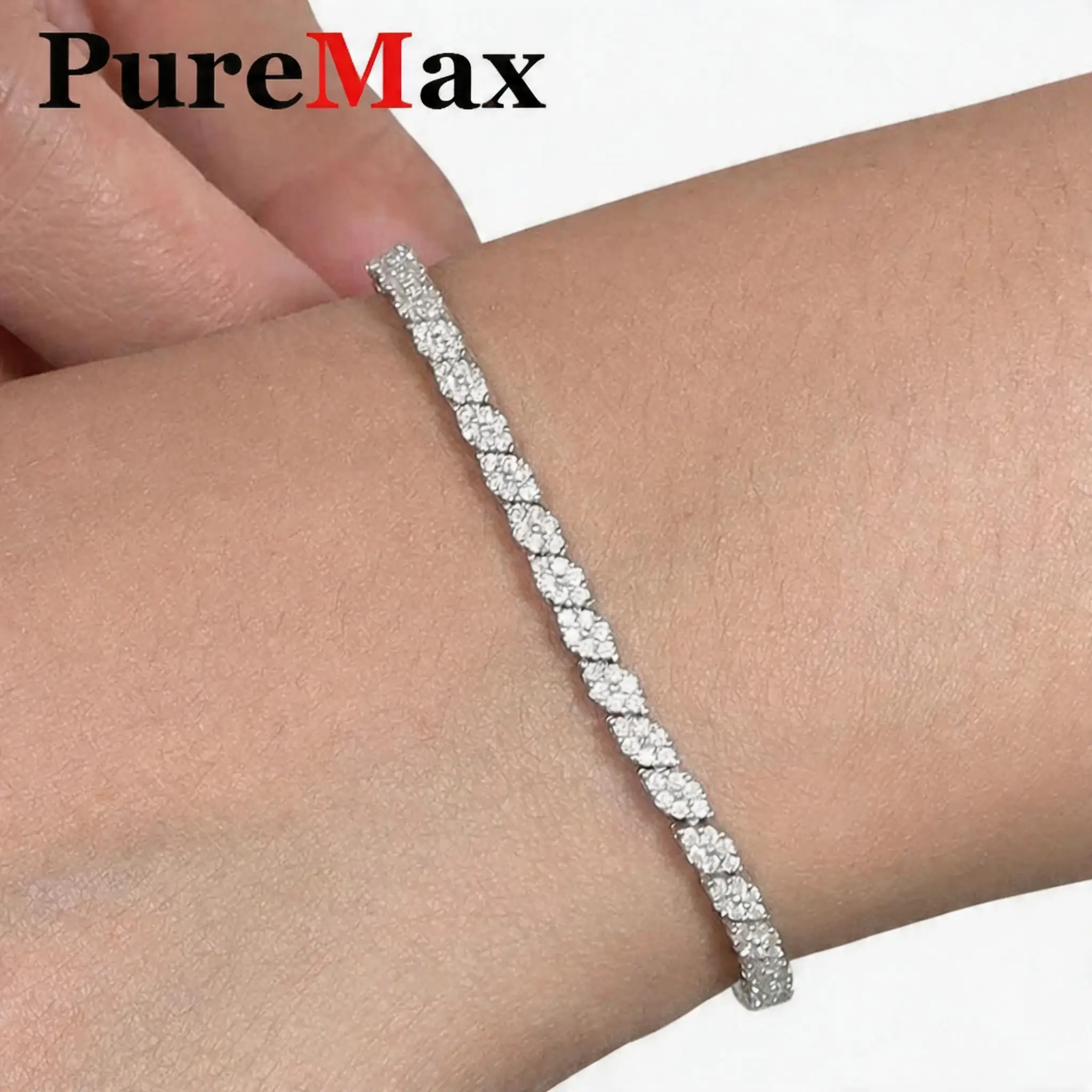 Luxury 1.2mm Full Moissanite Tennis Bracelet 925 Sterling Silver Fine Jewelry Gift for Women