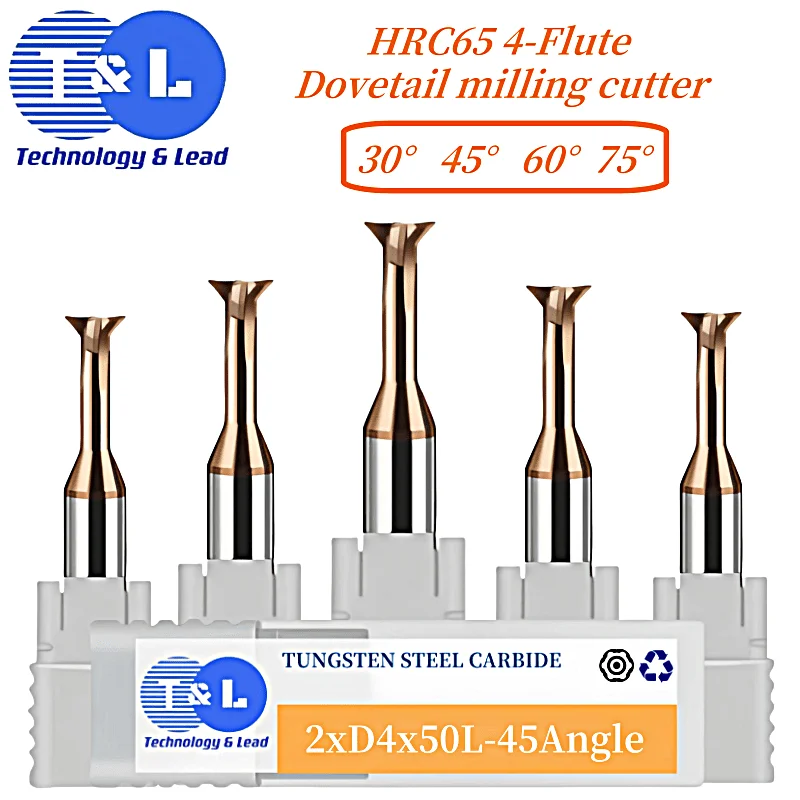 T & l hrc65 4-Flöten-D1-D20 Schwalben schwanz fräser 30 ° 45 ° 60 ° 75 ° Wolfram stahl karbid cnc Werkzeuge Schaft fräser Fasen fräser