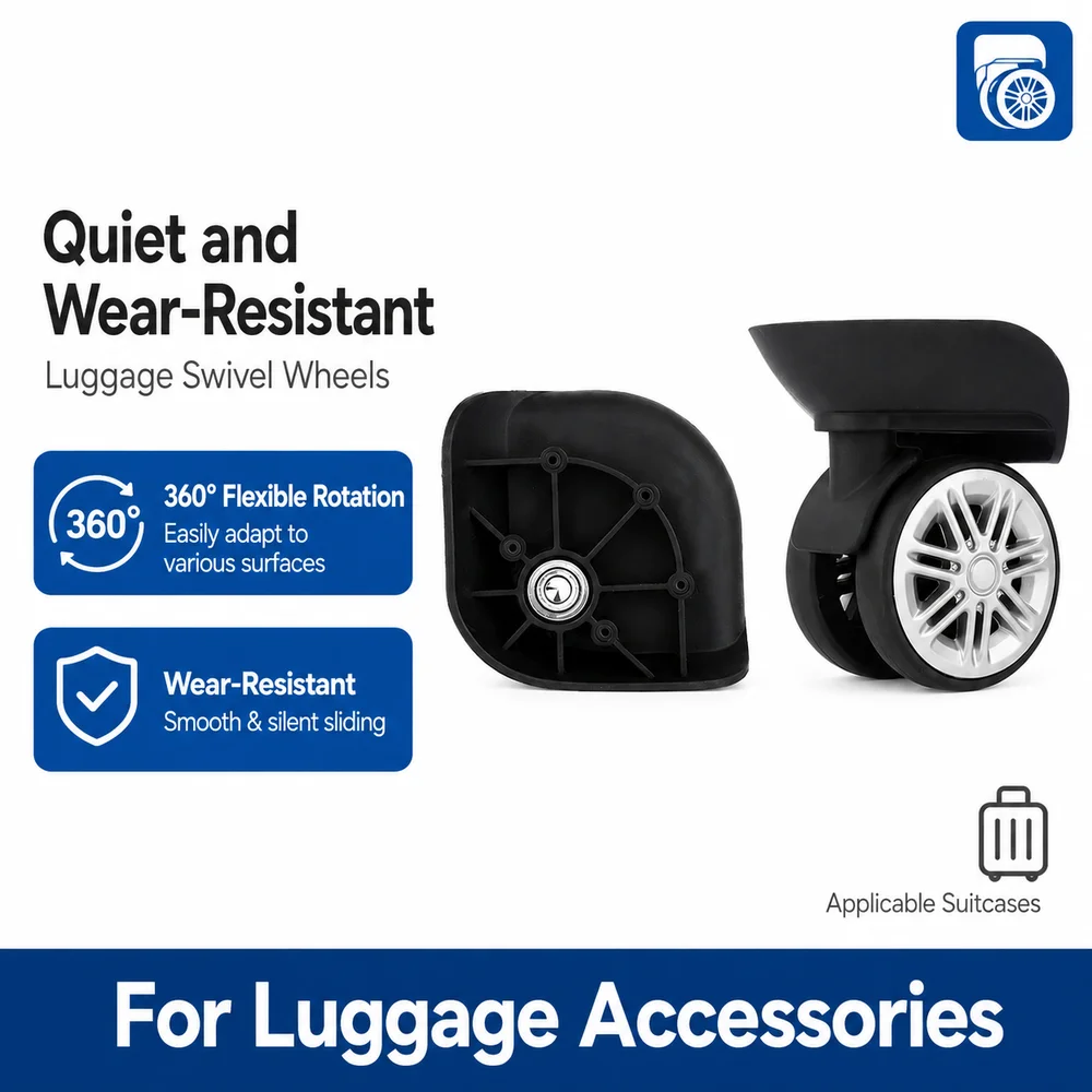 NL010 Luggage Wheels Compatible with Baixiang 360° Silent Swivel Caster Bracket Suitcase Replacement Parts Repair Kit