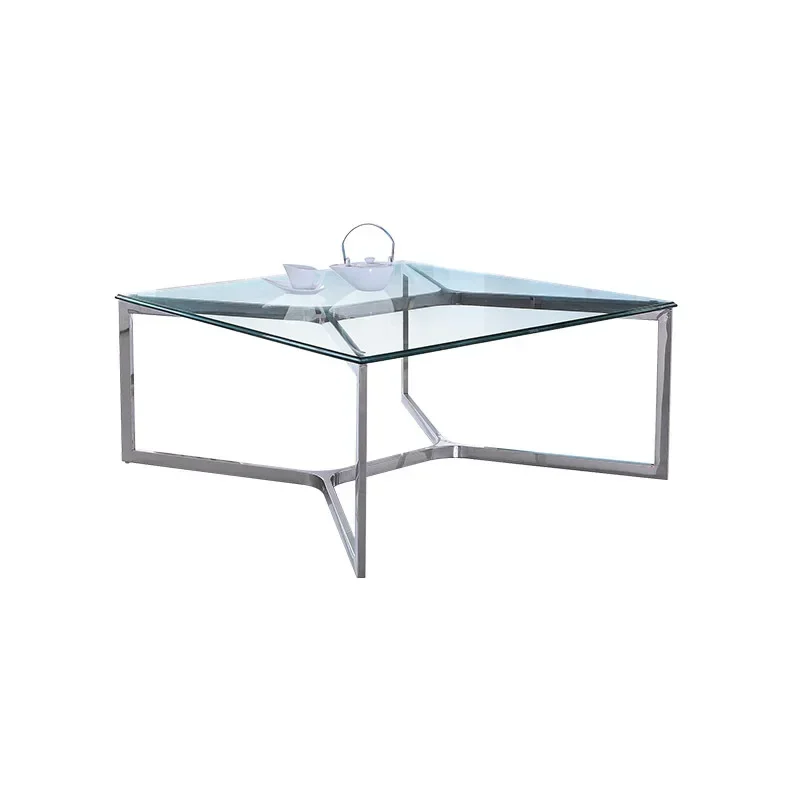 

Italian minimalist stainless steel rectangular coffee table living room office small apartment high-end designer