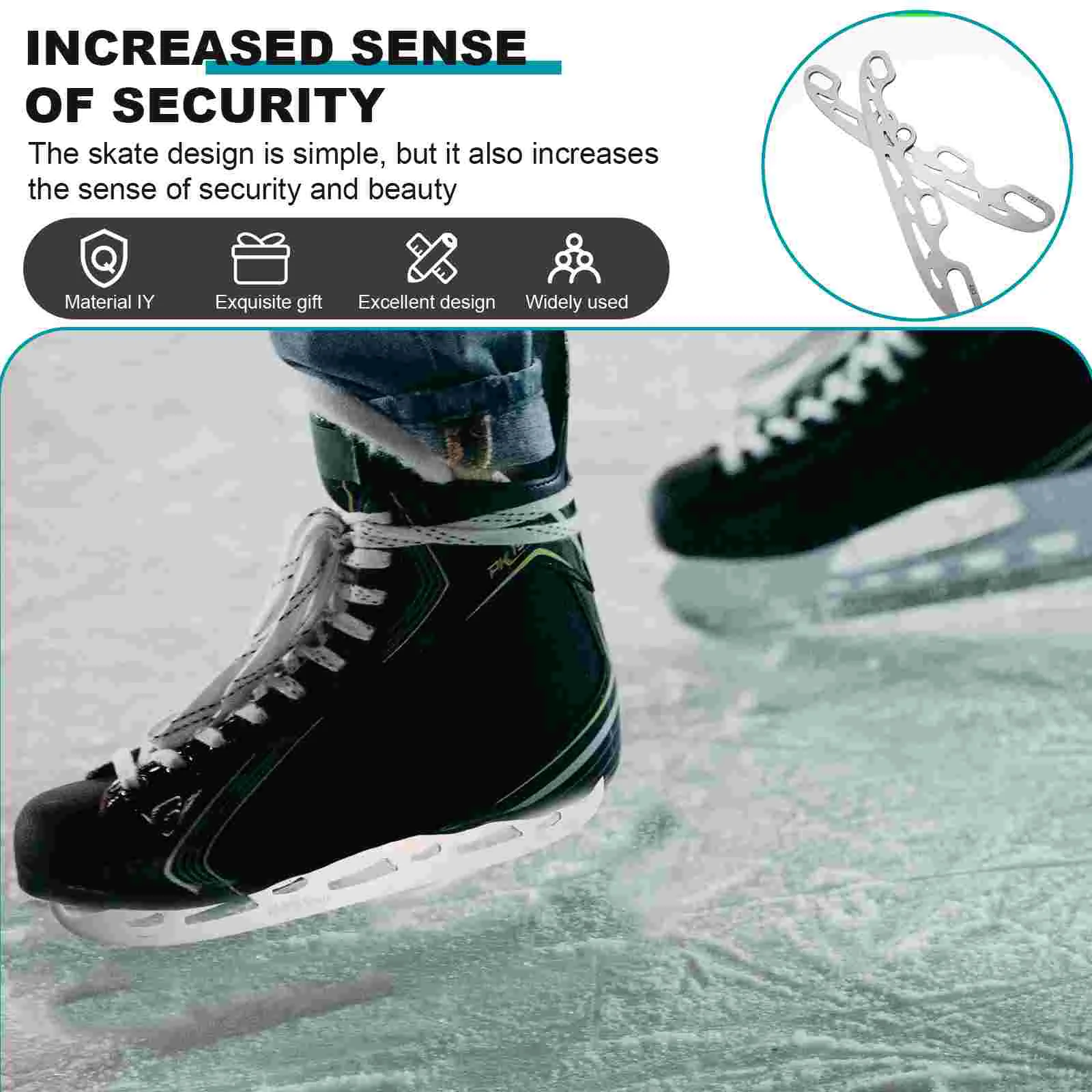 Patinaje sobre hielo de aleación de aluminio y acero inoxidable, cuchillas reemplazables, estructura dura, uso práctico, patines artísticos de Hockey de Metal