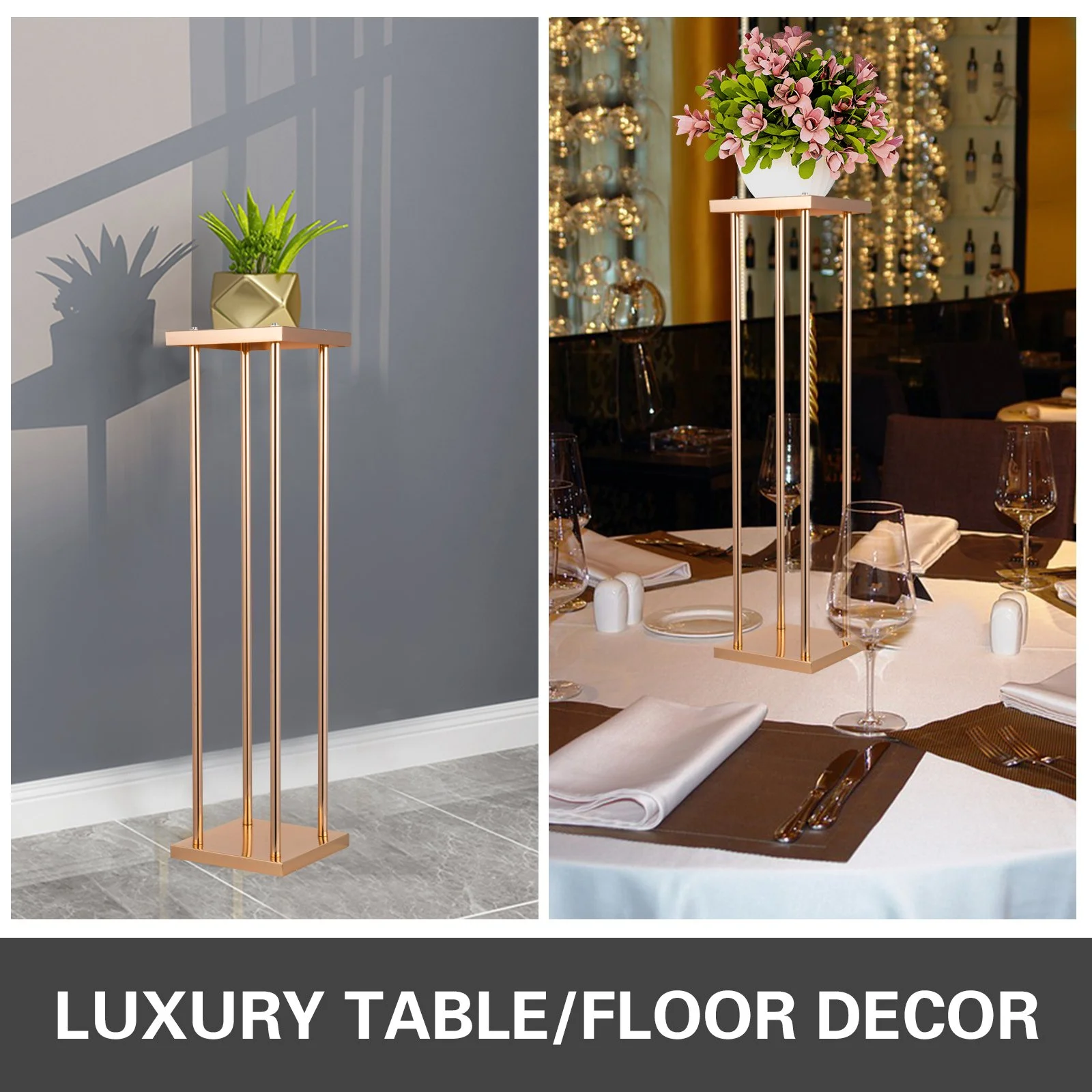 10 Stück Vasenständer in Gold-Säulenform, Metallständer für Hochzeitsdekorationen, Blumenständer für Veranstaltungen, Partys und Heimdekoration – Detail 2