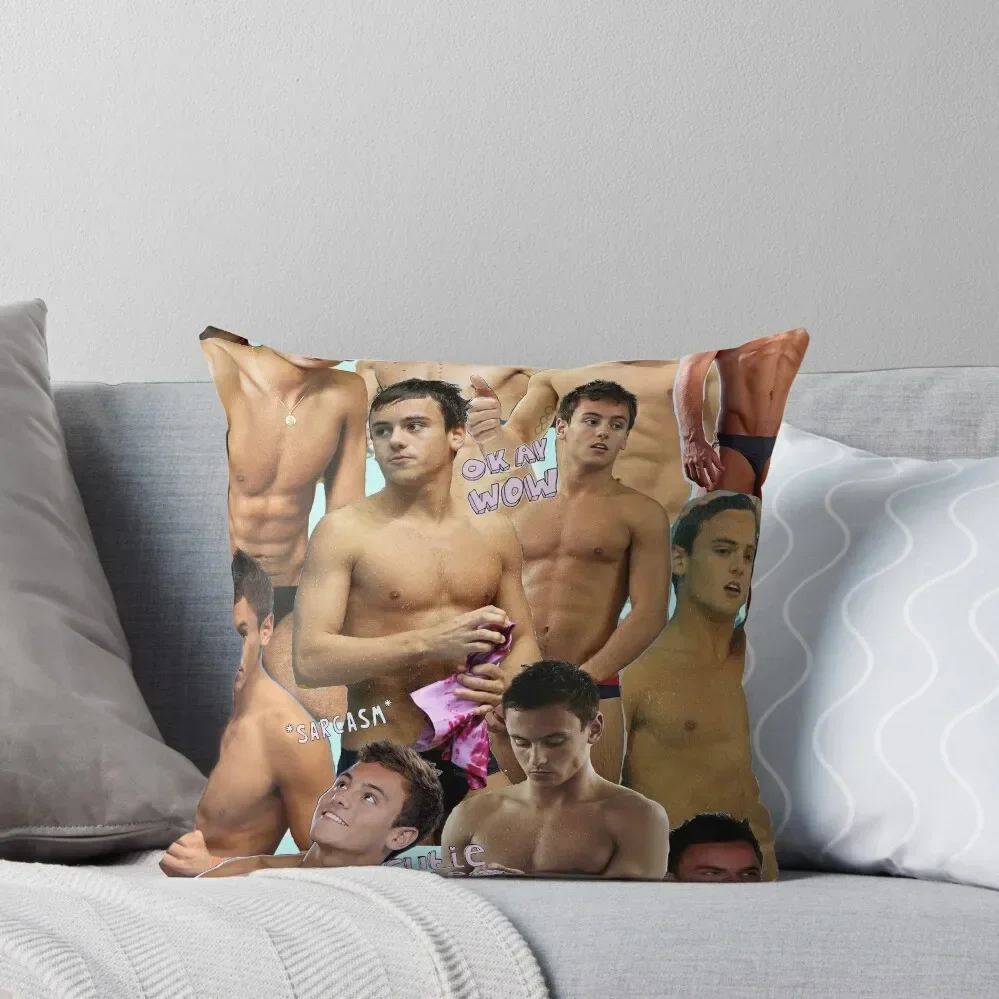 Tom Daley Collage Throw Pillow Cushion Cover Luxury Christmas Cushion For Home Christmas Pillowcase Pillow