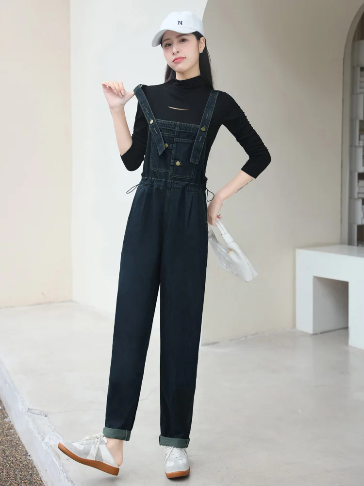 

TUCANO Джинсовый комбинезон с высокой талией, женский комбинезон с прямыми штанинами, весенне-осенний новый хлопковый эластичный комбинезон с талией Sle Agel...