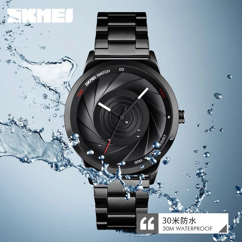SKMEI ثلاثية الأبعاد موضة ساعة كوارتز رياضية موضة الهاتفي ساعة رجالي العلامة التجارية الفاخرة كامل الصلب الأعمال 30 مقاوم للماء ساعة Reloj 9210 #5