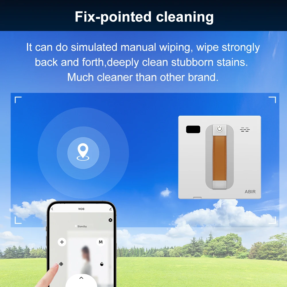 Window Vacuum Robot Cleaner ABIR WD8, Dual Ultrasonic Spray, AI intelligent Wipping, Updated Laser,Smart Home Glass Wall Washing