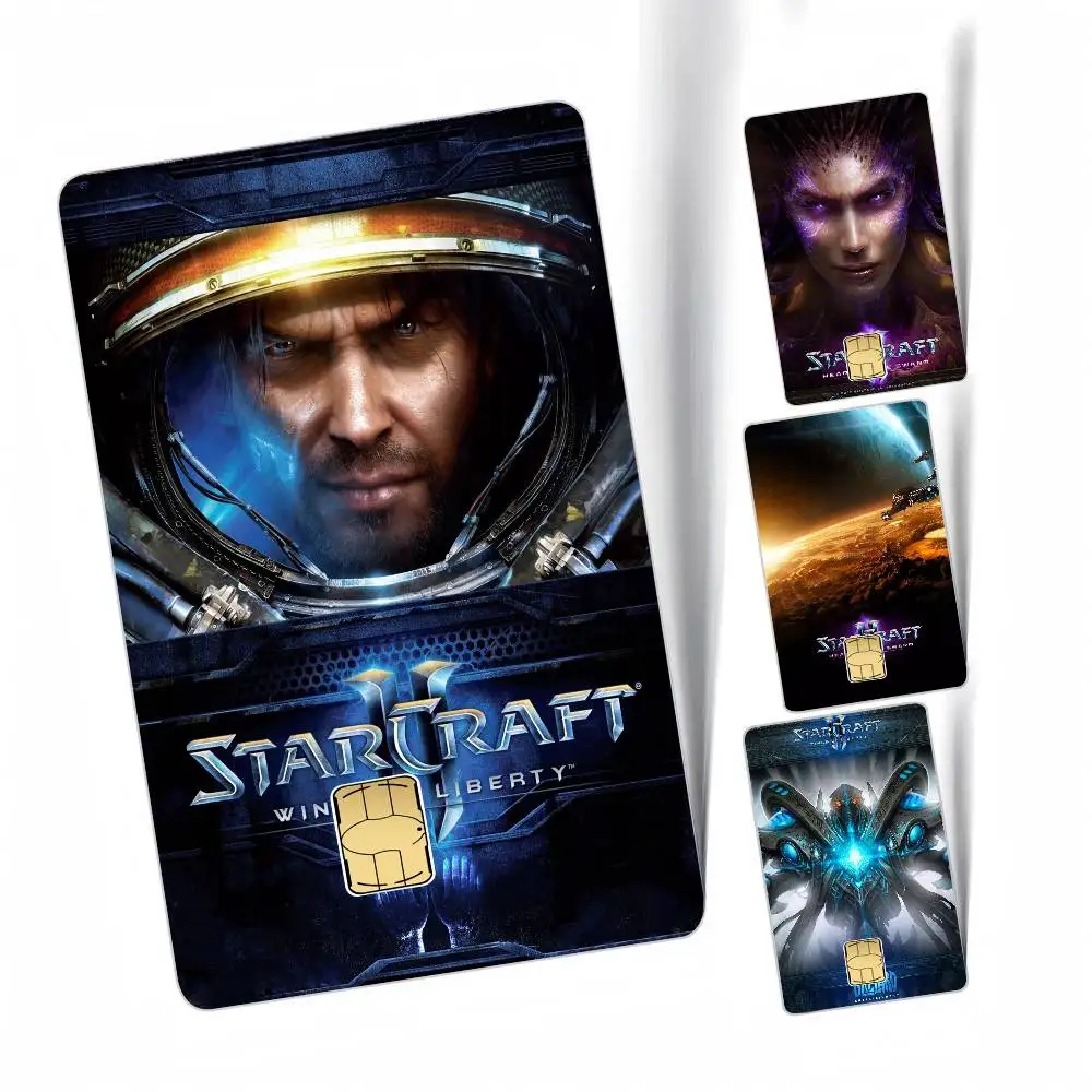 Game S-StarCraft 2 Cartoon 4pcs 1Set Credit Card Skin Stickers for Bank Card Bus Metro Card Sticker Waterproof Women Gift