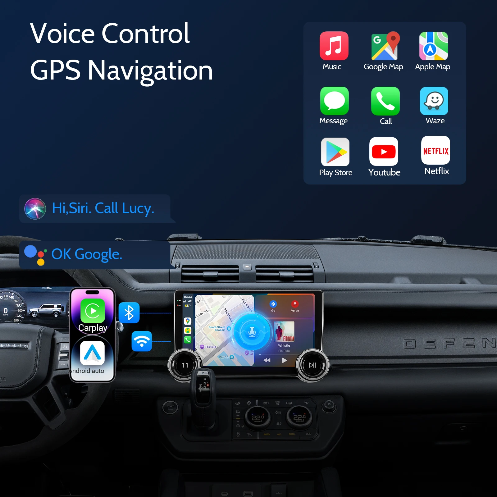 Haudio Double Din Car Stereo-Wireless CarPlay/Android Auto، راديو سيارة 10.1 بوصة مع BT 4.1/2+64GB/كاميرا احتياطية/GPS/FM/AM #4