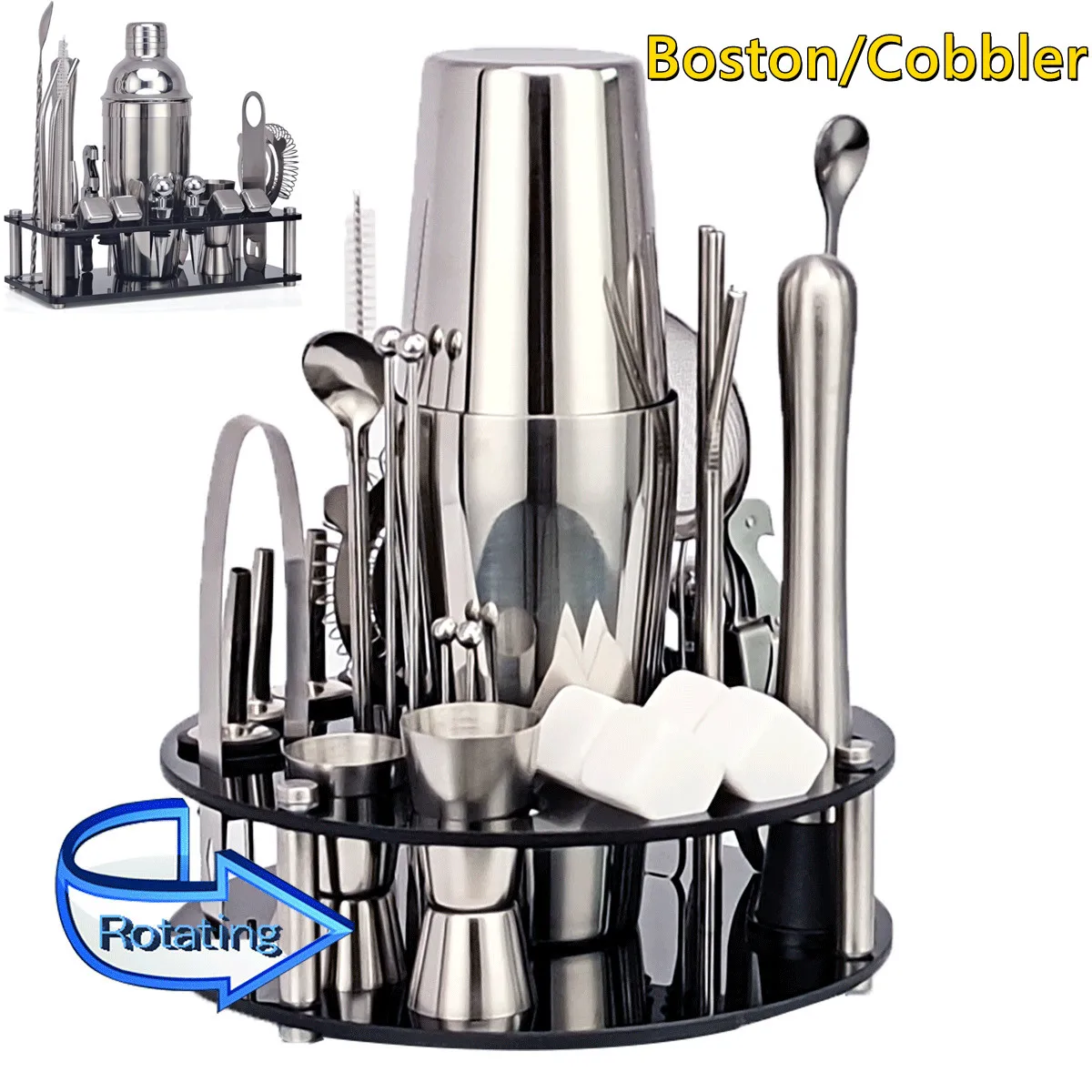 

Kit Stainless steel straw cocktail shakers boston shaker jigger muddler Pourer kit cocktail Bartender kit Drinks bar accessories