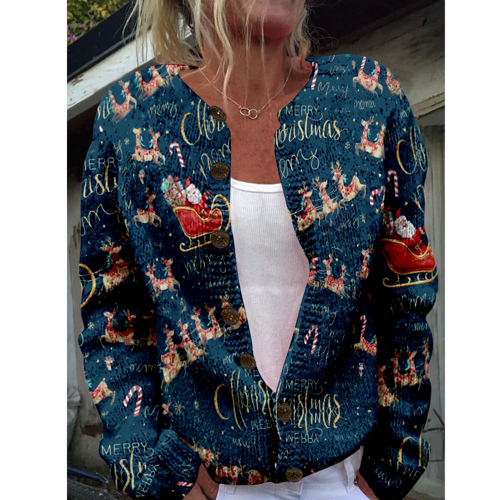 

Autumn Winter Knitted christmas Cardigan Sweater Streetwear Women Sweaters Knit Top Casual Cool Jumpers Fashion