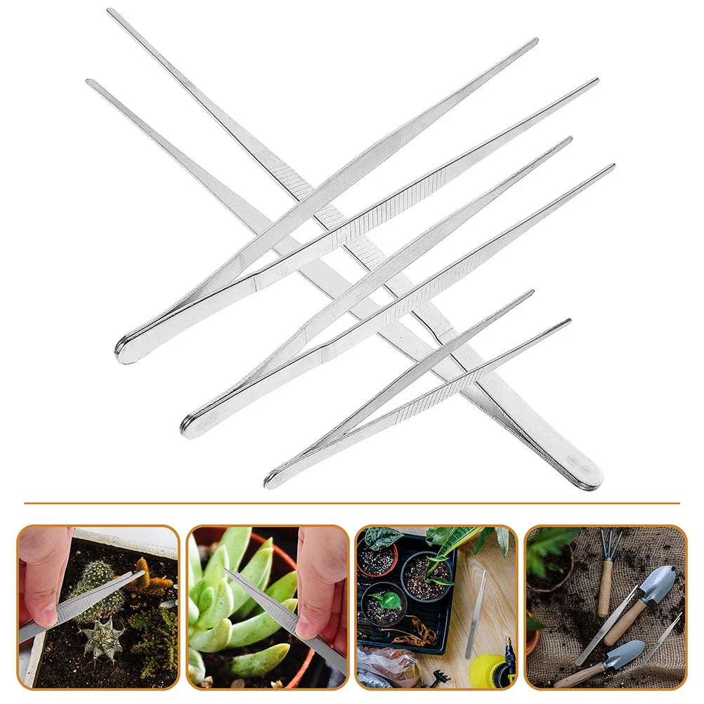 

4Pcs Stainless Steel Garden Tweezers Plant Tweezers Compact Ergonomic Portable Multi-Functional Small Planting Tools Gardening