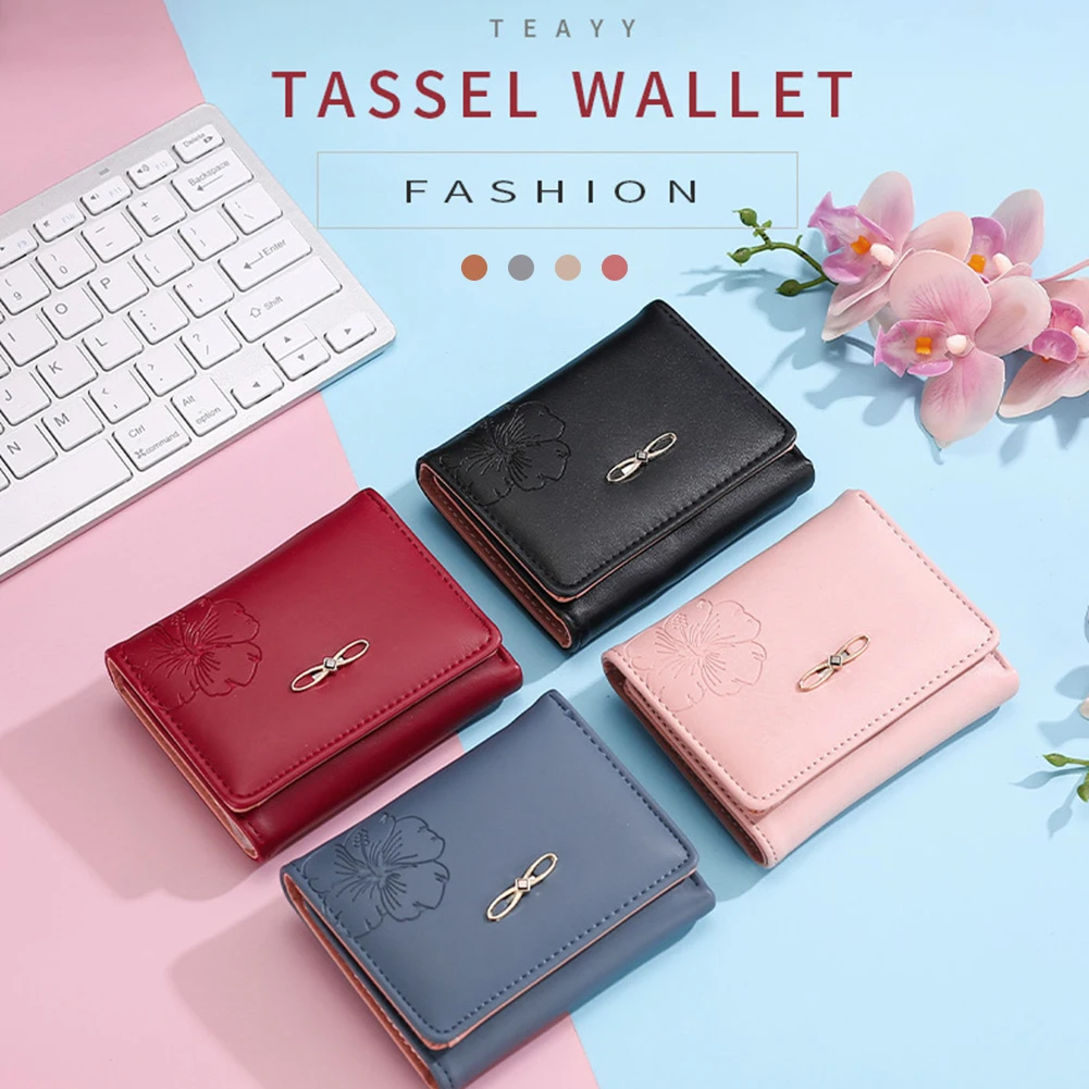 

Stylish Women's Short Wallet Portable Multiple Slots Buckle Card Holder For Credit Card ID Card