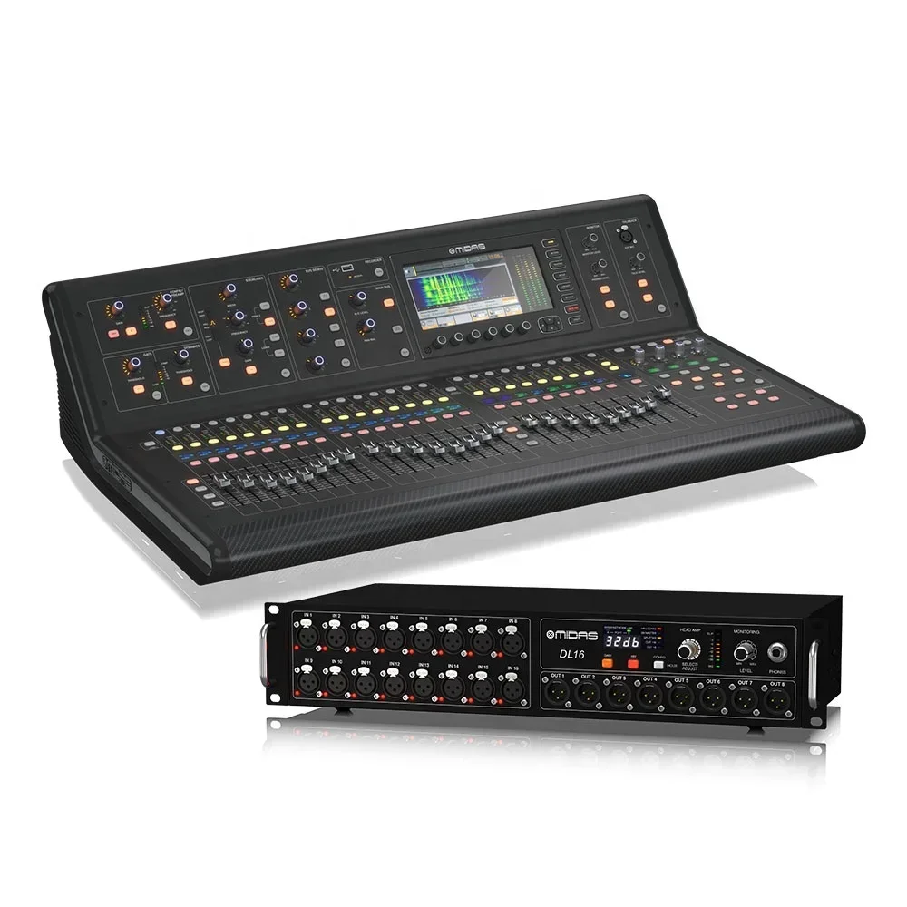 Midas-Boîte de centre commercial numérique en direct M32, ensemble de boîtier de scène DL16, équipement de son audio, système Pa, console de studio numérique, scène