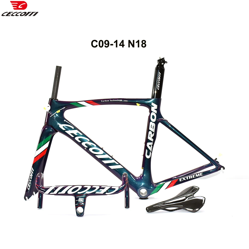 Carbon Road Bike Frameset with Carbon Handlebar and Carbon Saddle, Real Color Bicycle Frame