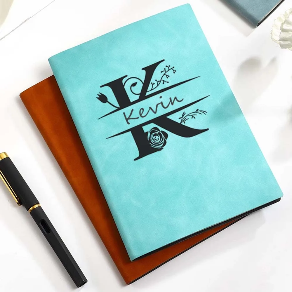 Personalized Faux Leather Journal with Custom Name - A5 Size Textured Cover Diary for Professional Use, Travel, Christmas