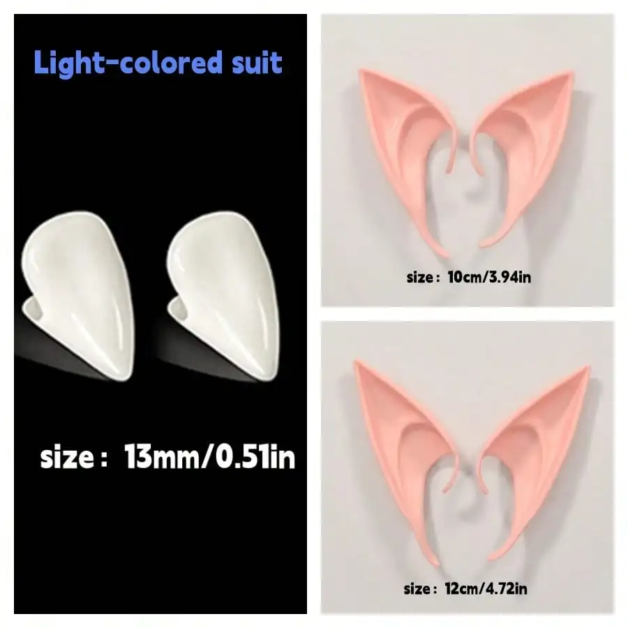 Halloween Simulation Latex Elf Ears Cosplay Prop, Vampire Fangs Accessory for Party Bar Cosplay