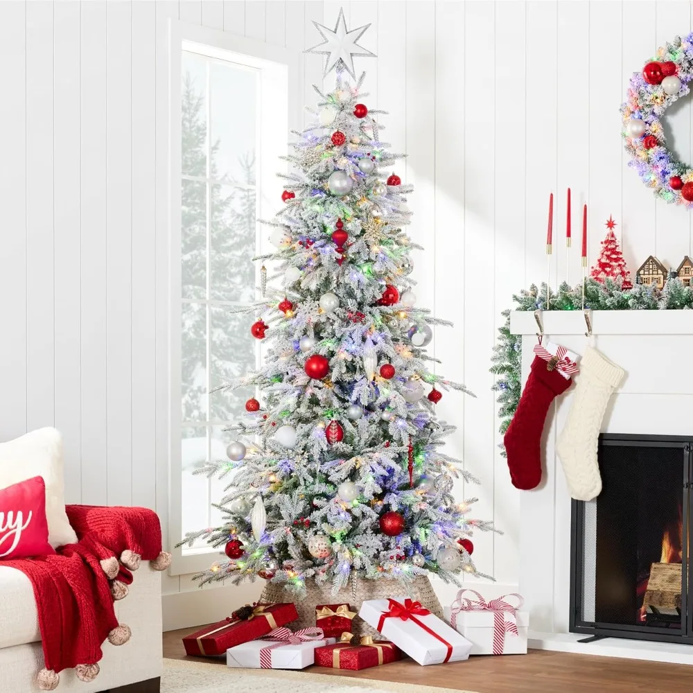 Aspen Christmas Tree with Lights, 12 Foot Artificial Noble Fir, Pre Installed with White and Multi-color LED Lights