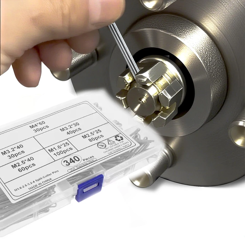 340 قطعة 6 أحجام 304 الفولاذ المقاوم للصدأ كوتر دبوس مجموعة متنوعة قوي قفل دبابيس مجموعة للاستخدام الميكانيكي RV دبابيس معدنية صغيرة