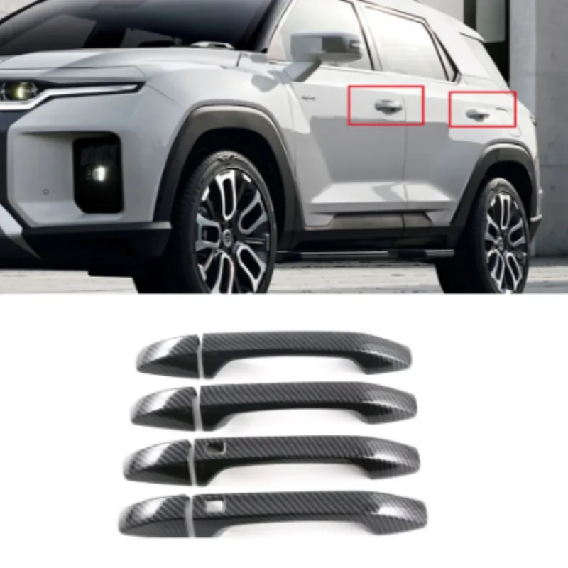 For Ssangyong Torres 2022 2023 abs Carbon Fiber Door Handle Cover Trim Bowl Inset Sticker Protector Car Styling Accessories