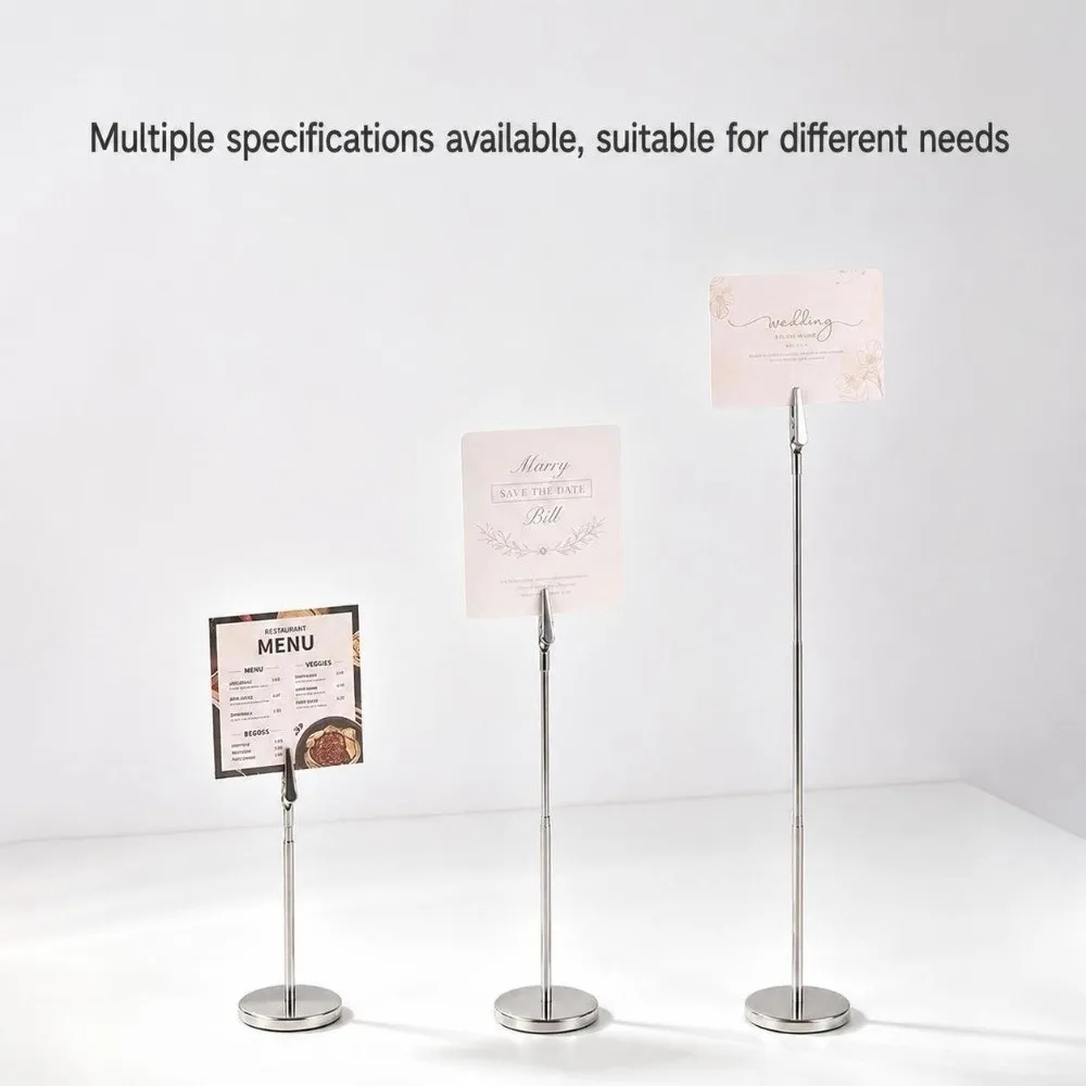 Portable Metal Table Card Holder Adjustable Height Alligator Clip Table Number Holder Retractable Name Card Stand Exhibition