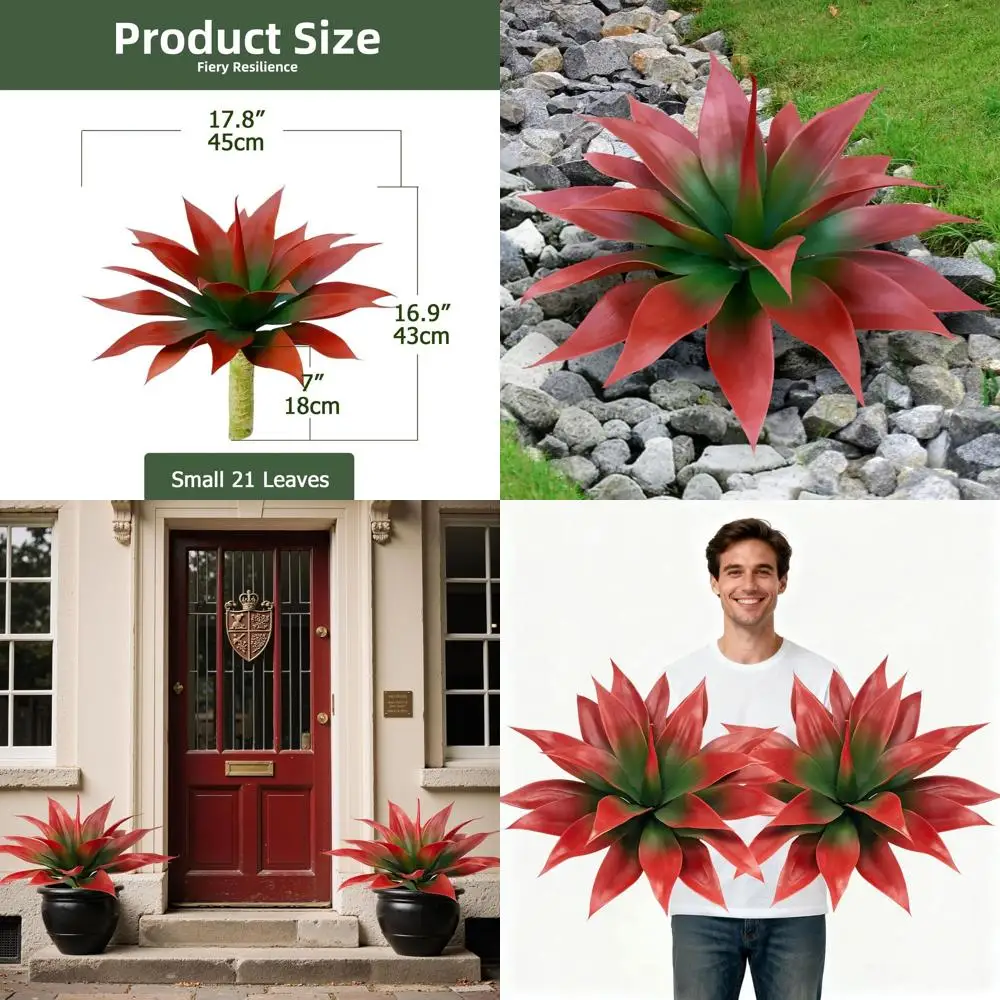 

18-дюймовый набор красных искусственных агатовых растений для внутреннего и наружного домашнего декора, 2 шт.