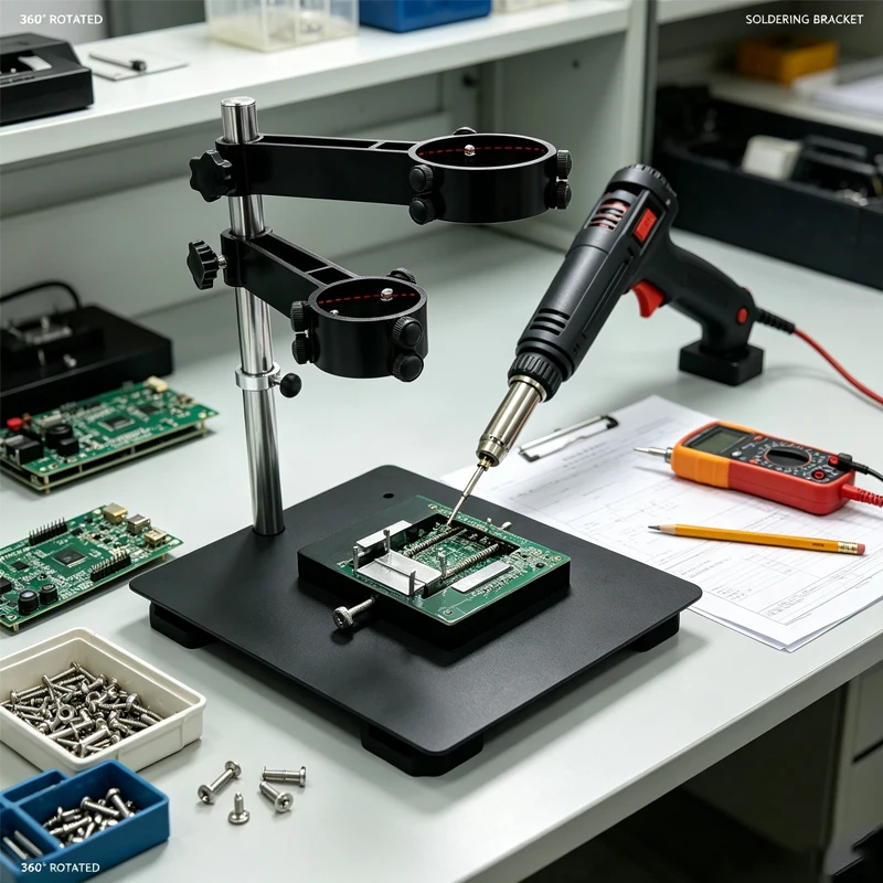 Hot Air Hand-Piece Gun Holder 360 °Rotated Durable Suitable for the Desktop Hand Held Heat Gun Solder the Circuit Board Bracket