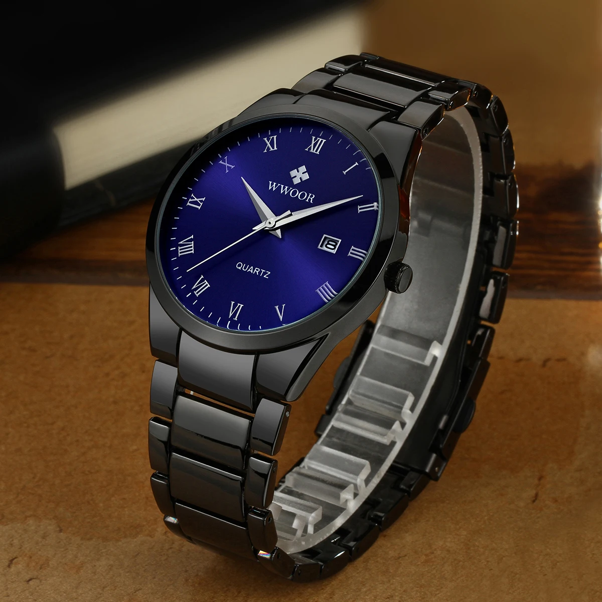 

2024 New WWOOR Luxury Men's Quartz Watches 30M Waterproof Automatic Date Watch Man Stainless Steel Sport Watch for Men Clock