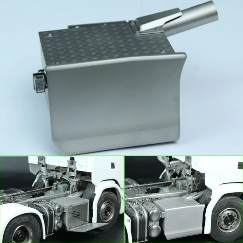 Metall Simulation Auspuff Box für 1/14 Tamiya RC Lkw SCANIA 770S R620 VOLVO BENZ Arocs MAN TGX Auto Zubehör