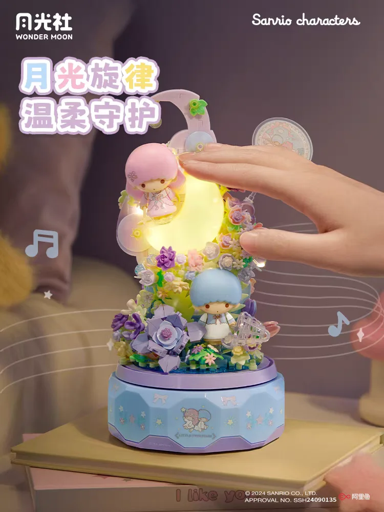 Новый Sanrio Hello Kitty And Gemini Diy Eight Music Box Строительные блоки Игрушки для родителей и детей Интерактивные игрушки Подарки на день рождения для девочки