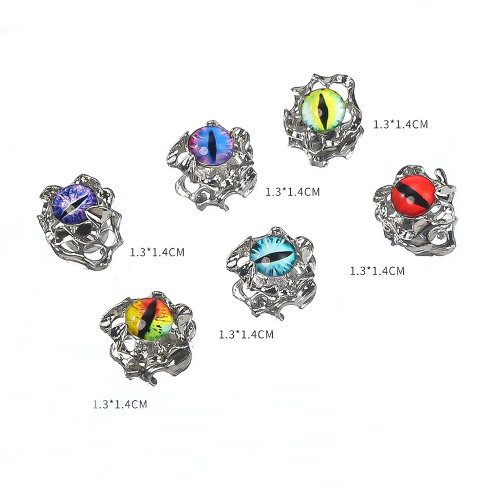 10Pcs/lot 3D Alloy Devil's Eyes Nail Art Charms Halloween Evil Eye Characters Rhinestone Gems Nail Decoration Parts Jewelry Bulk