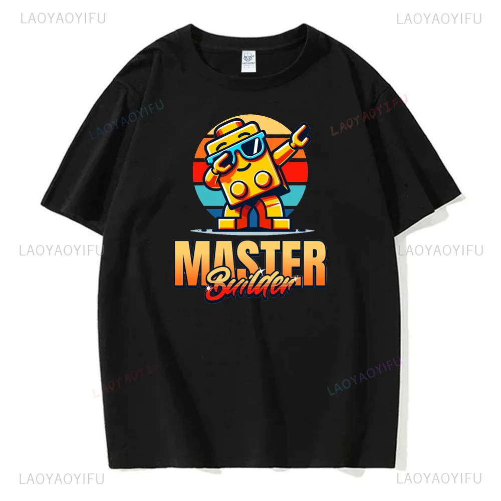 Funny Cartoon Master Builder Graphic Printed T-shirt Short Sleeve Fashion Streetwear Hip Hop Casual Loose Man Tshirt Hipster Tee