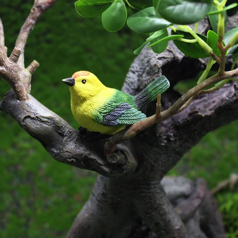 Figuras de Pájaros, Adornos de Jardinería, Juego de 4 Piezas, Nido de Pájaro, Huevos de Pájaro, Mini Bonsái, Modelo de Simulación, Decoración para Casa de Muñecas