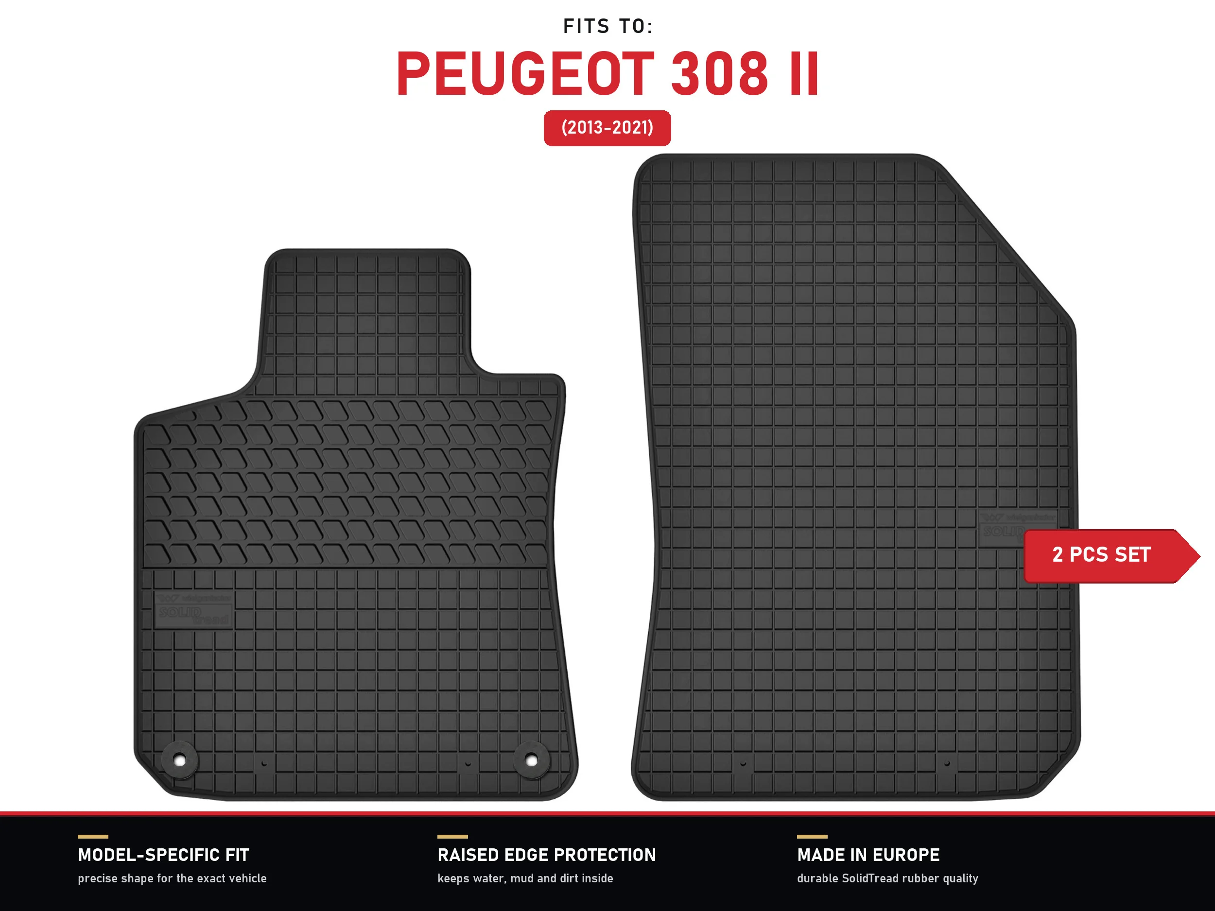 Rubberen voormatten voor: Peugeot 308 II 2013-2021 hatchback, stationwagen, SW
